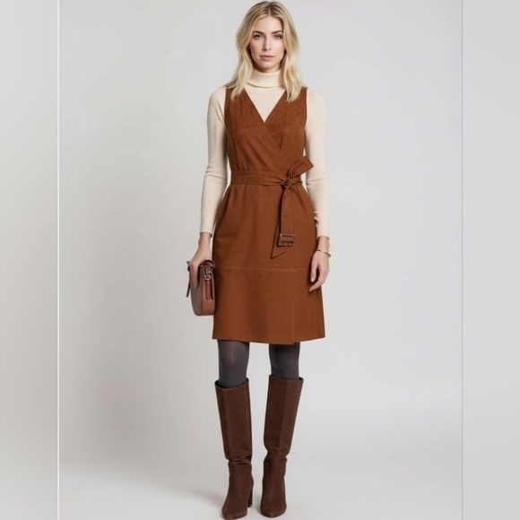 NWT Banana Republic Brown Genuine Goat Suede Dress~Reasonable Offers Only - Picture 3 of 12